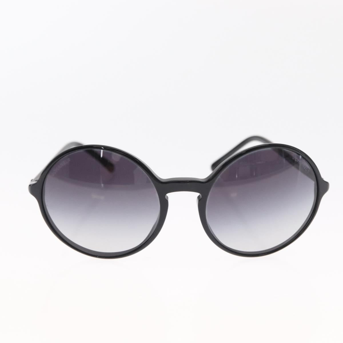 CHANEL Sunglasses plastic Black CC Auth BA9082