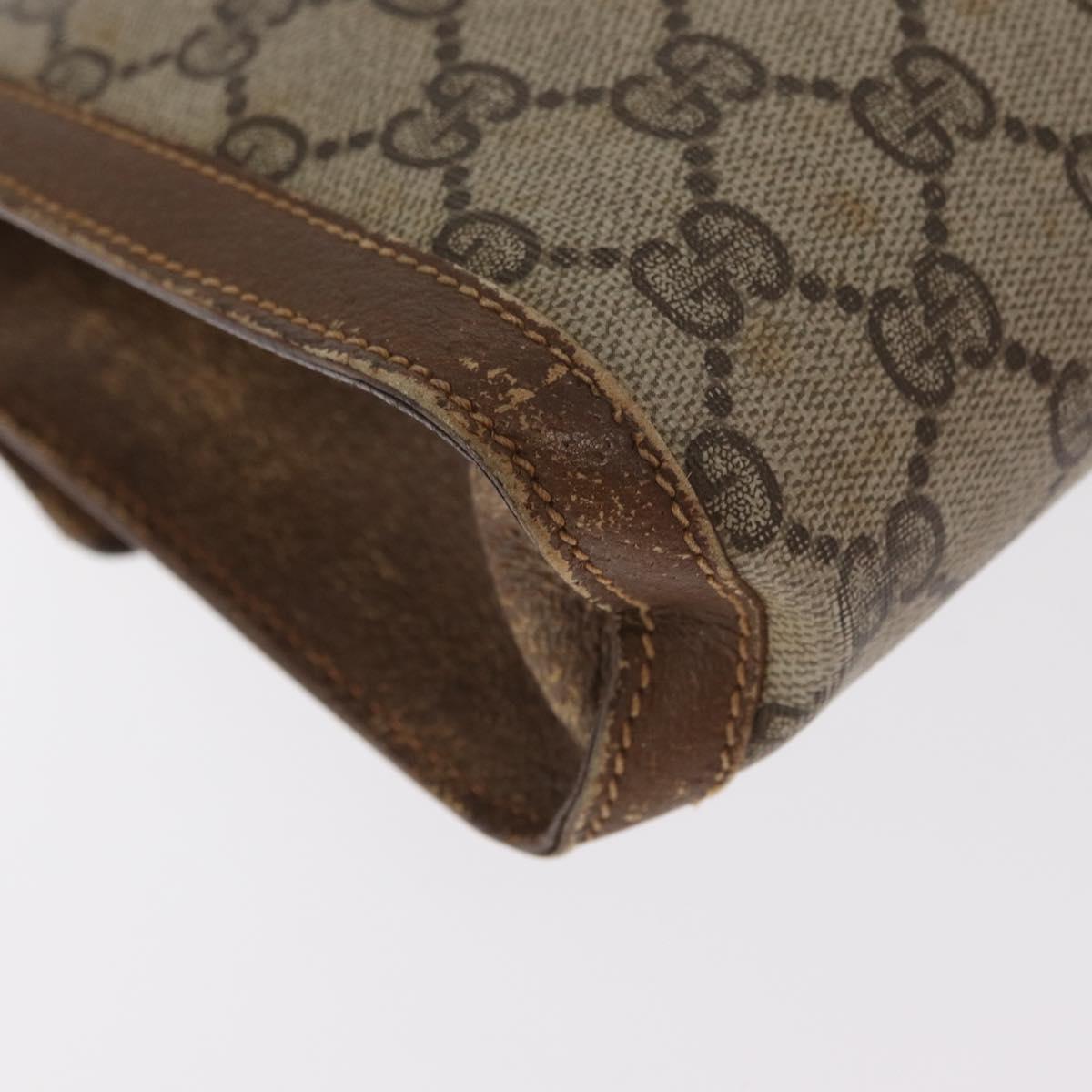 GUCCI GG Supreme Web Sherry Line Clutch Bag PVC Beige Gold 89 01 006 Auth BA9104