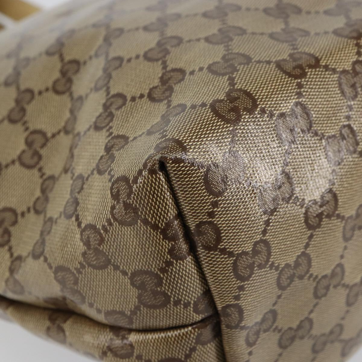 GUCCI GG Crystal Tote Bag Coated Canvas Beige Gold 189896 Auth BA9105