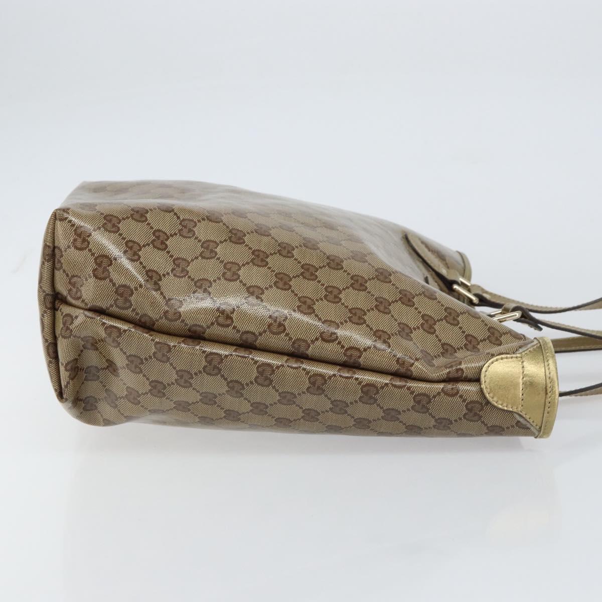 GUCCI GG Crystal Tote Bag Coated Canvas Beige Gold 189896 Auth BA9105