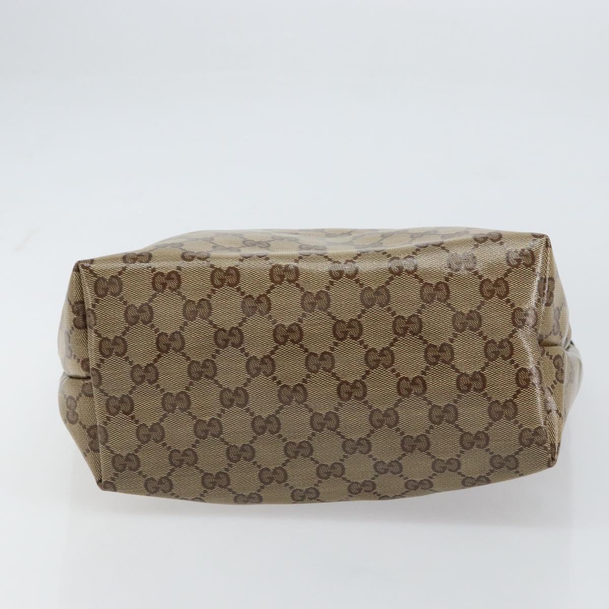 GUCCI GG Crystal Tote Bag Coated Canvas Beige Gold 189896 Auth BA9105