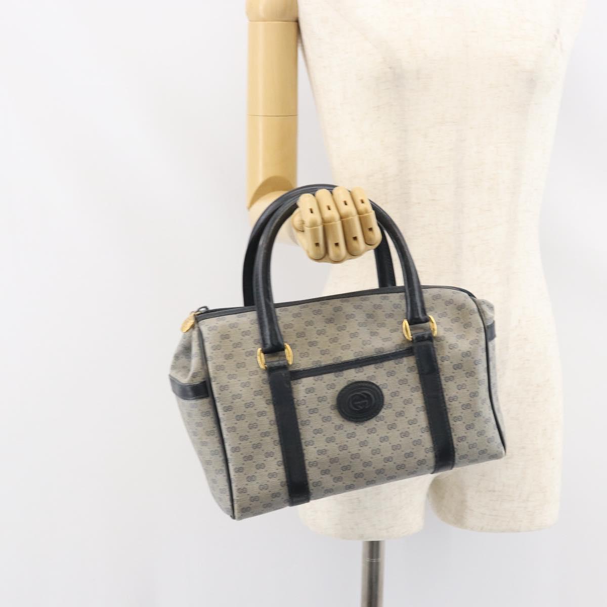 GUCCI Micro GG Supreme Hand Bag PVC Navy Gold 000 58 0093 Auth BA9106