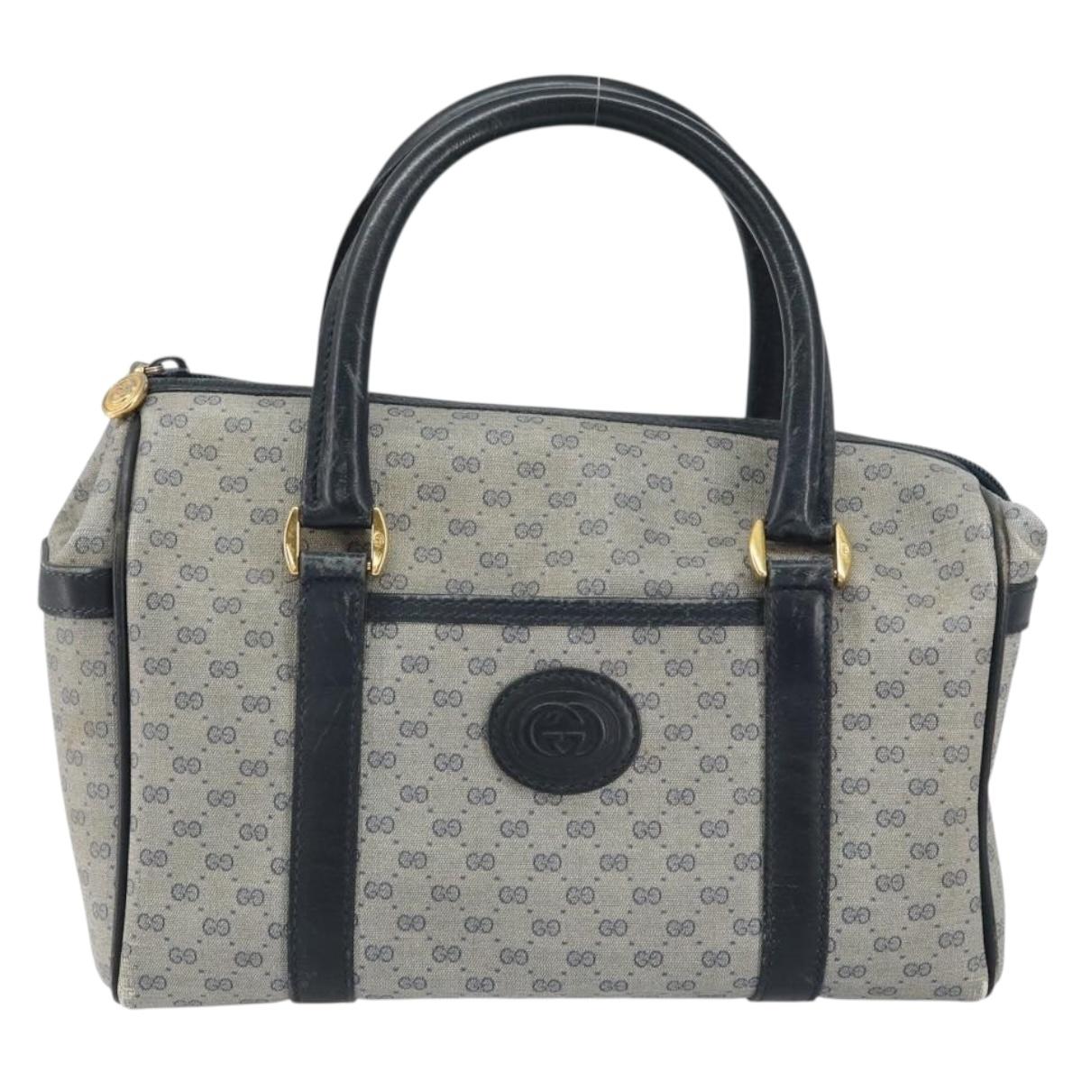 GUCCI Micro GG Supreme Hand Bag PVC Navy Gold 000 58 0093 Auth BA9106