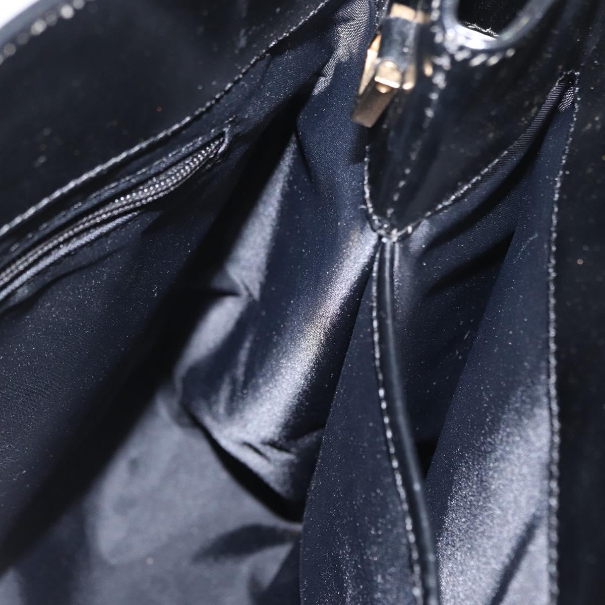 GUCCI Hand Bag Leather Black Gold Auth BA9107