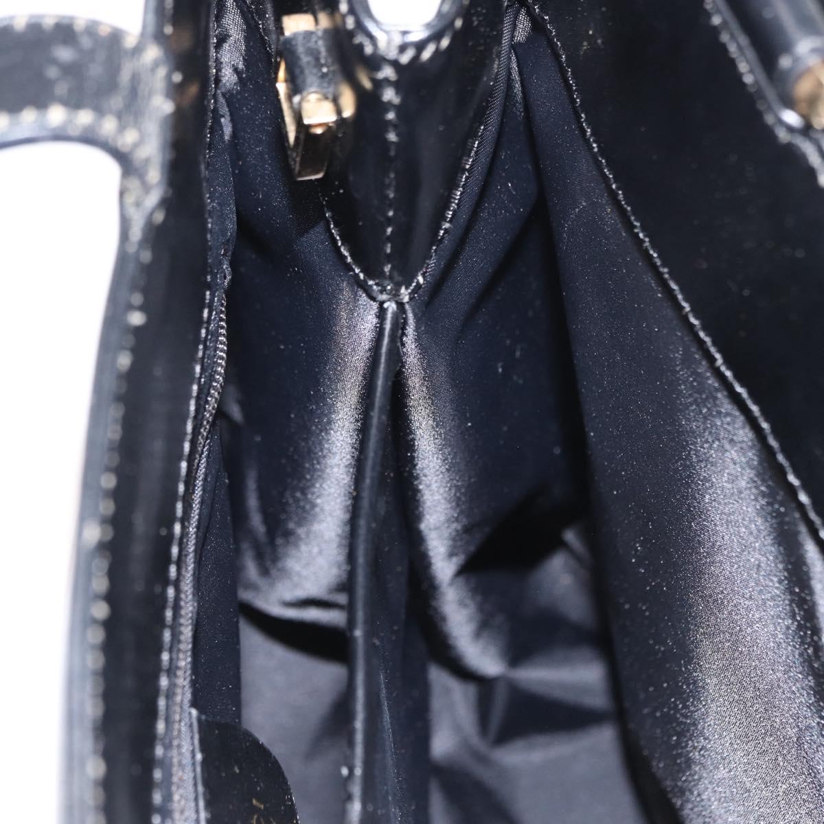 GUCCI Hand Bag Leather Black Gold Auth BA9107
