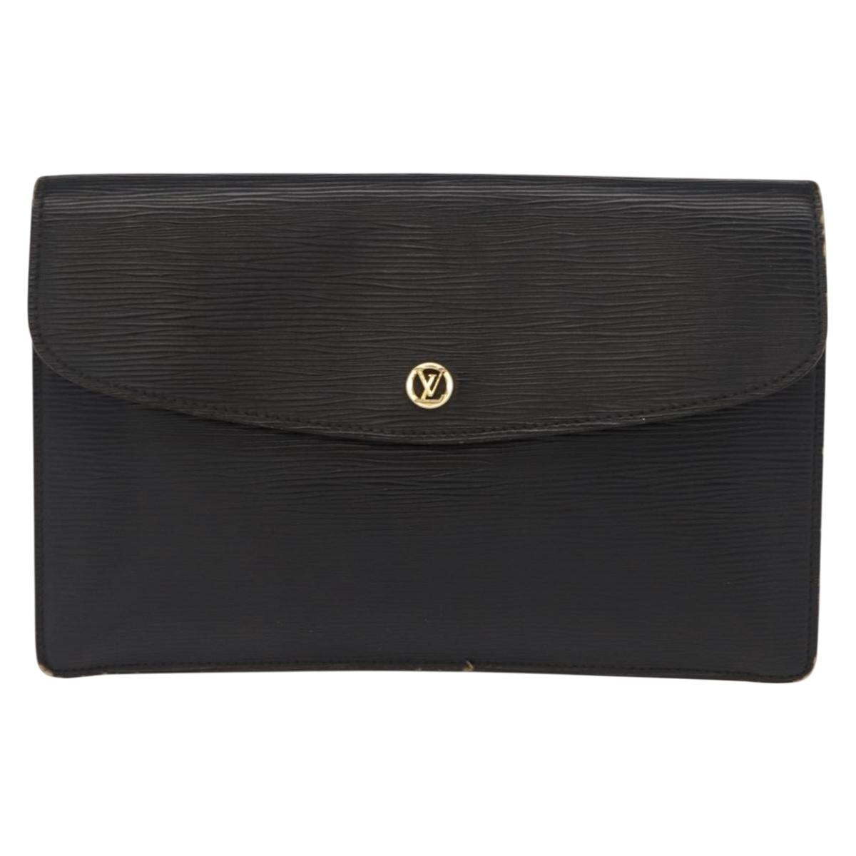 LOUIS VUITTON Epi Montaigne 27 Clutch Bag Black M52652 LV Auth BA9119