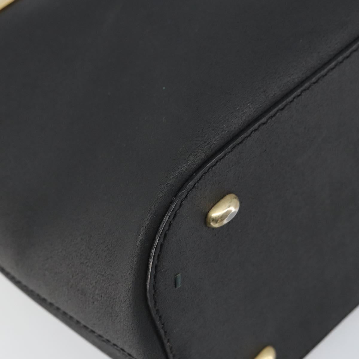 CELINE Hand Bag Leather Black Gold Auth BA9124