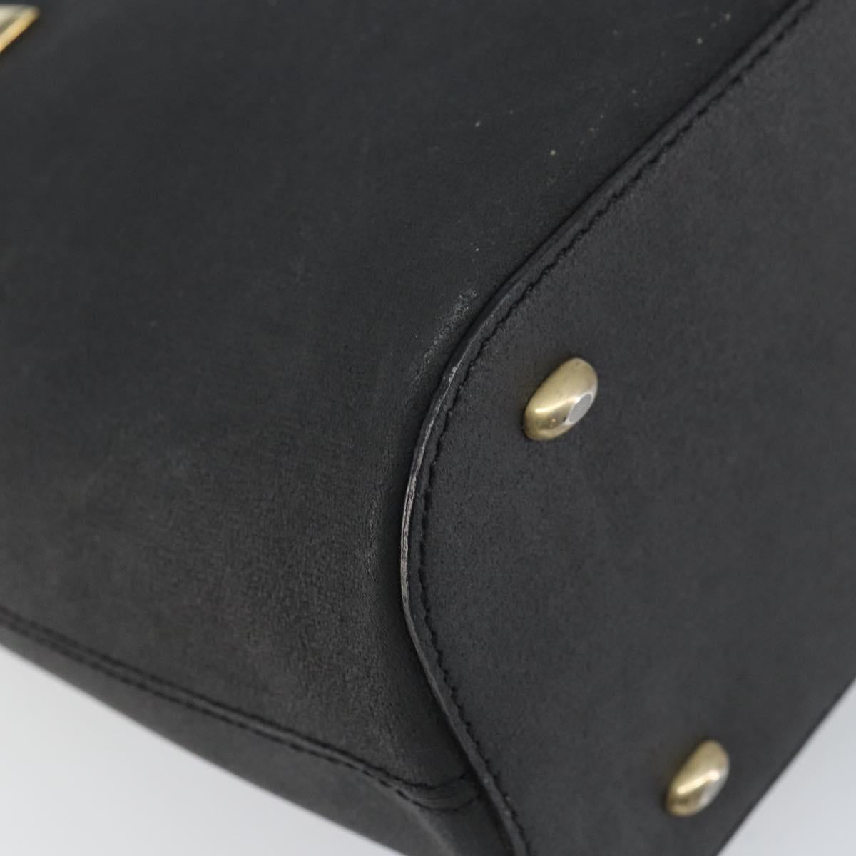 CELINE Hand Bag Leather Black Gold Auth BA9124