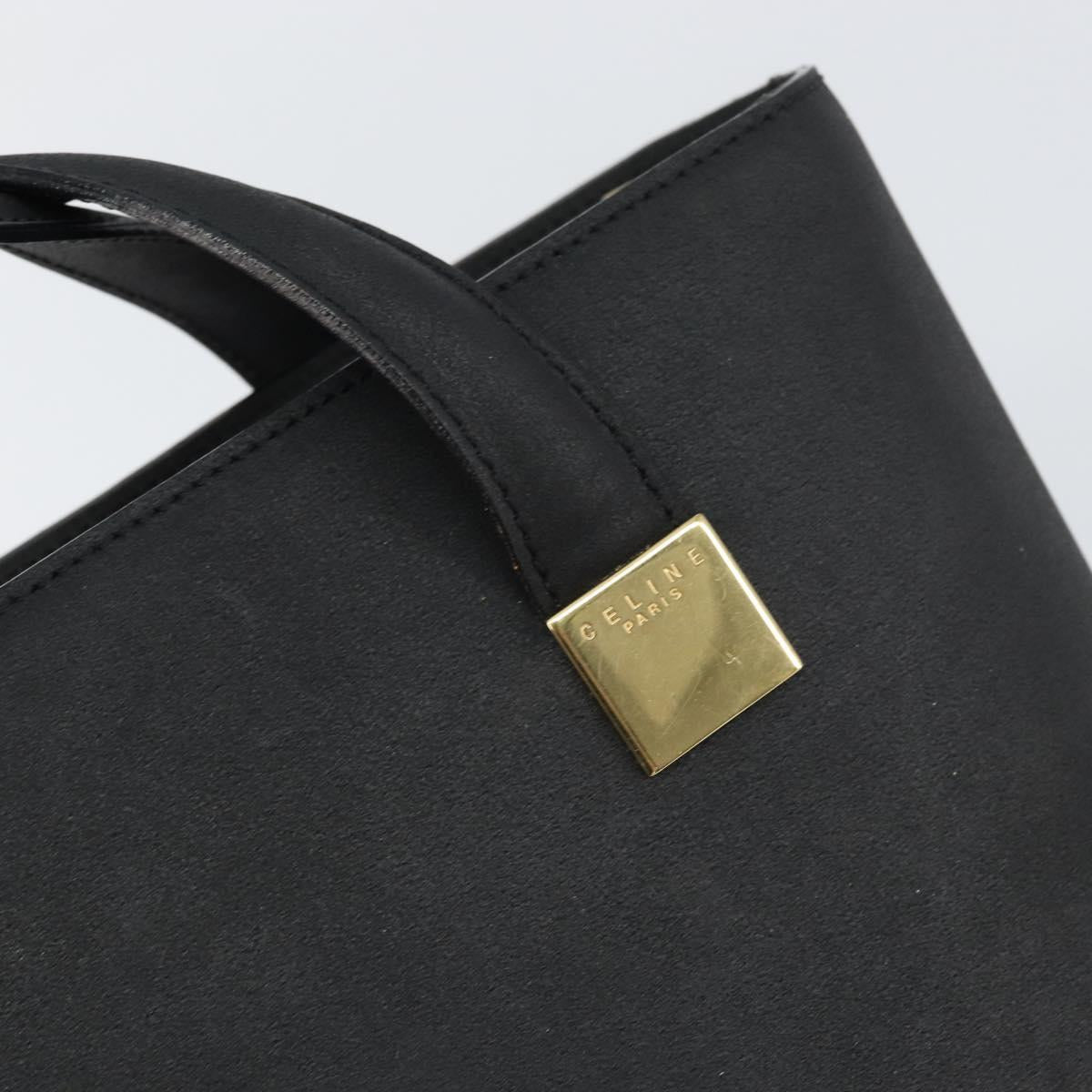 CELINE Hand Bag Leather Black Gold Auth BA9124
