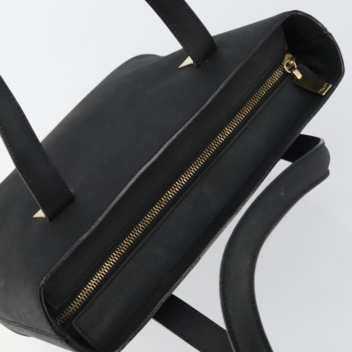 CELINE Hand Bag Leather Black Gold Auth BA9124