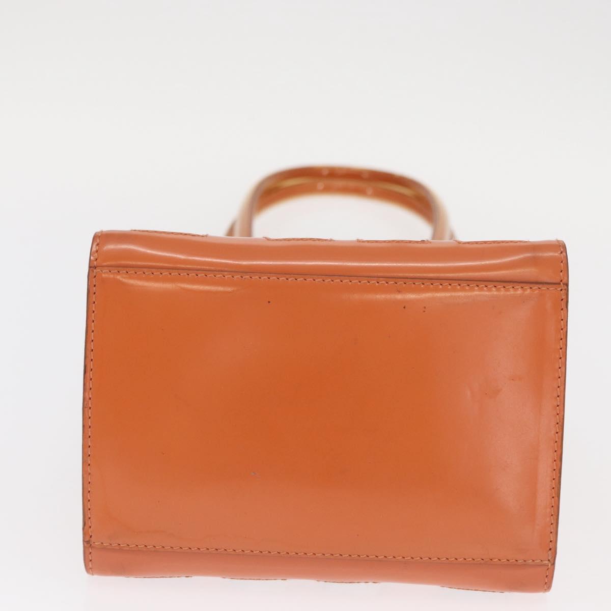 Salvatore Ferragamo Shoulder Bag Vinyl Orange Silver Auth BA9126