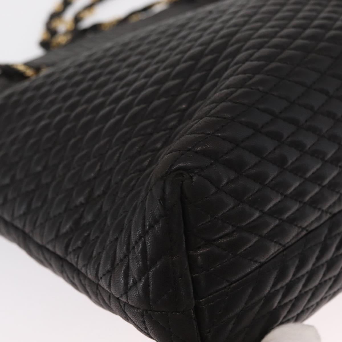 BALLY Chain Shoulder Bag Leather Black Gold Auth BA9129