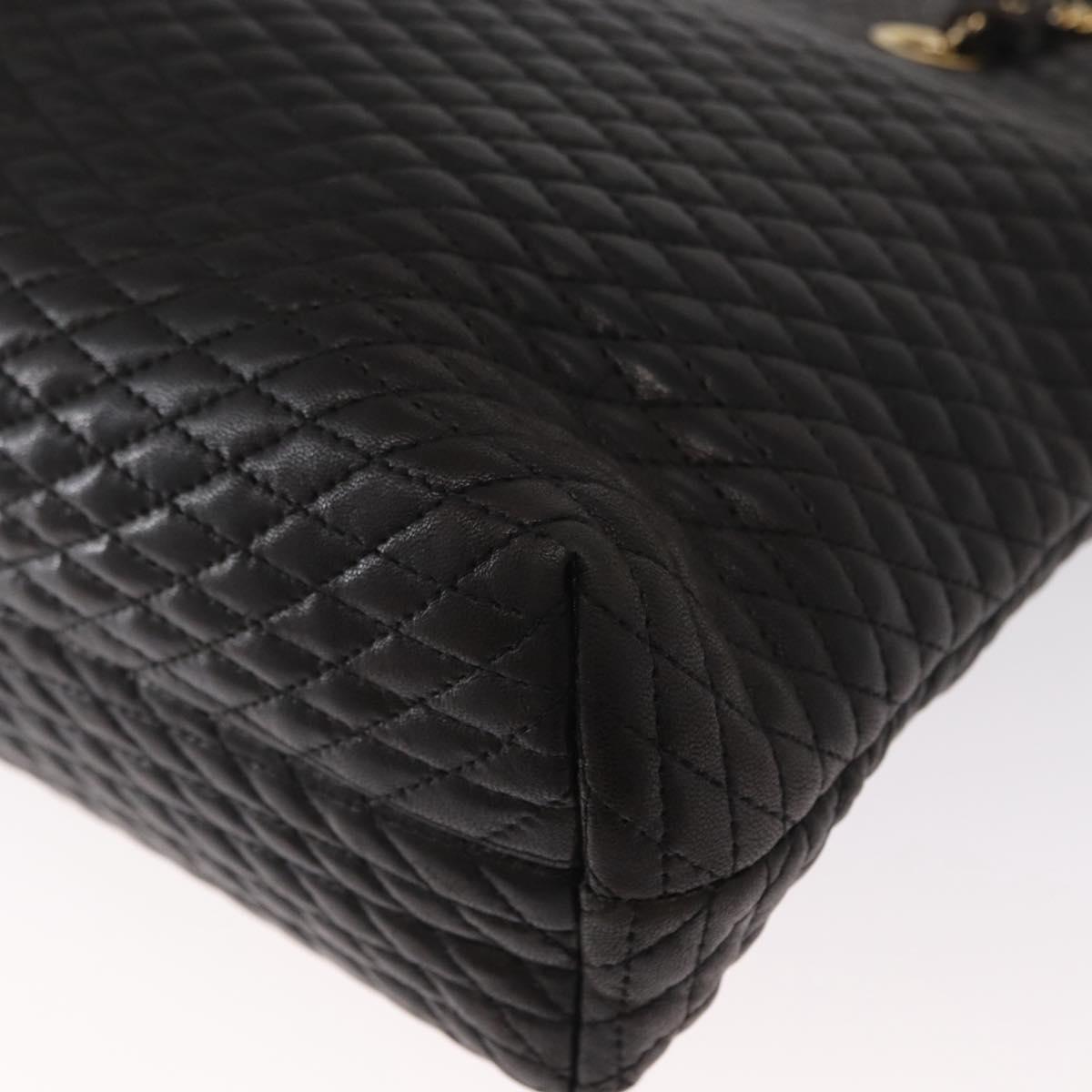 BALLY Chain Shoulder Bag Leather Black Gold Auth BA9129