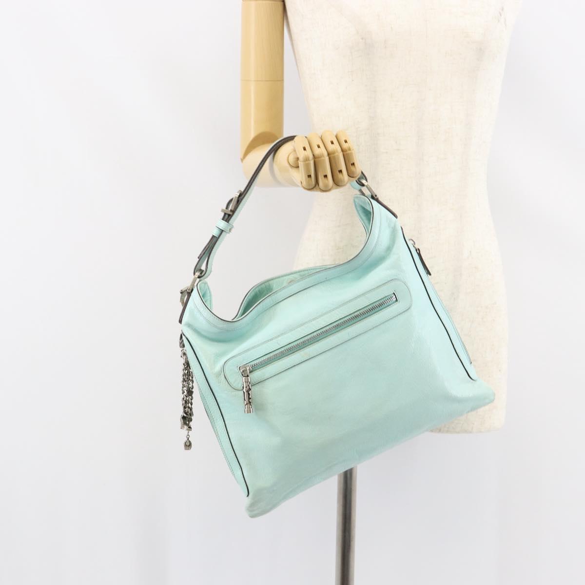 Gianni Versace Shoulder Bag Leather Peppermint Silver Auth BA9132