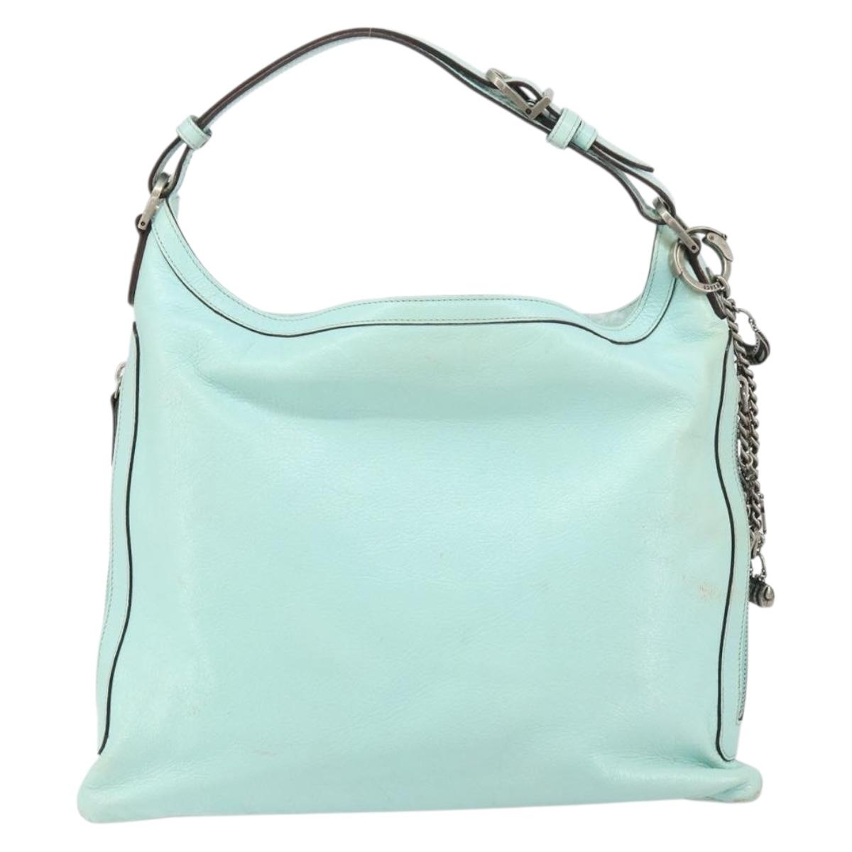 Gianni Versace Shoulder Bag Leather Peppermint Silver Auth BA9132