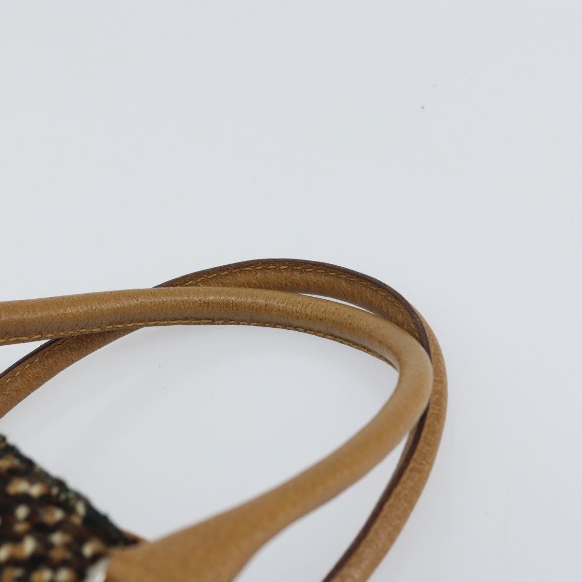 PRADA Hand Bag Cotton Brown Silver Auth BA9135A