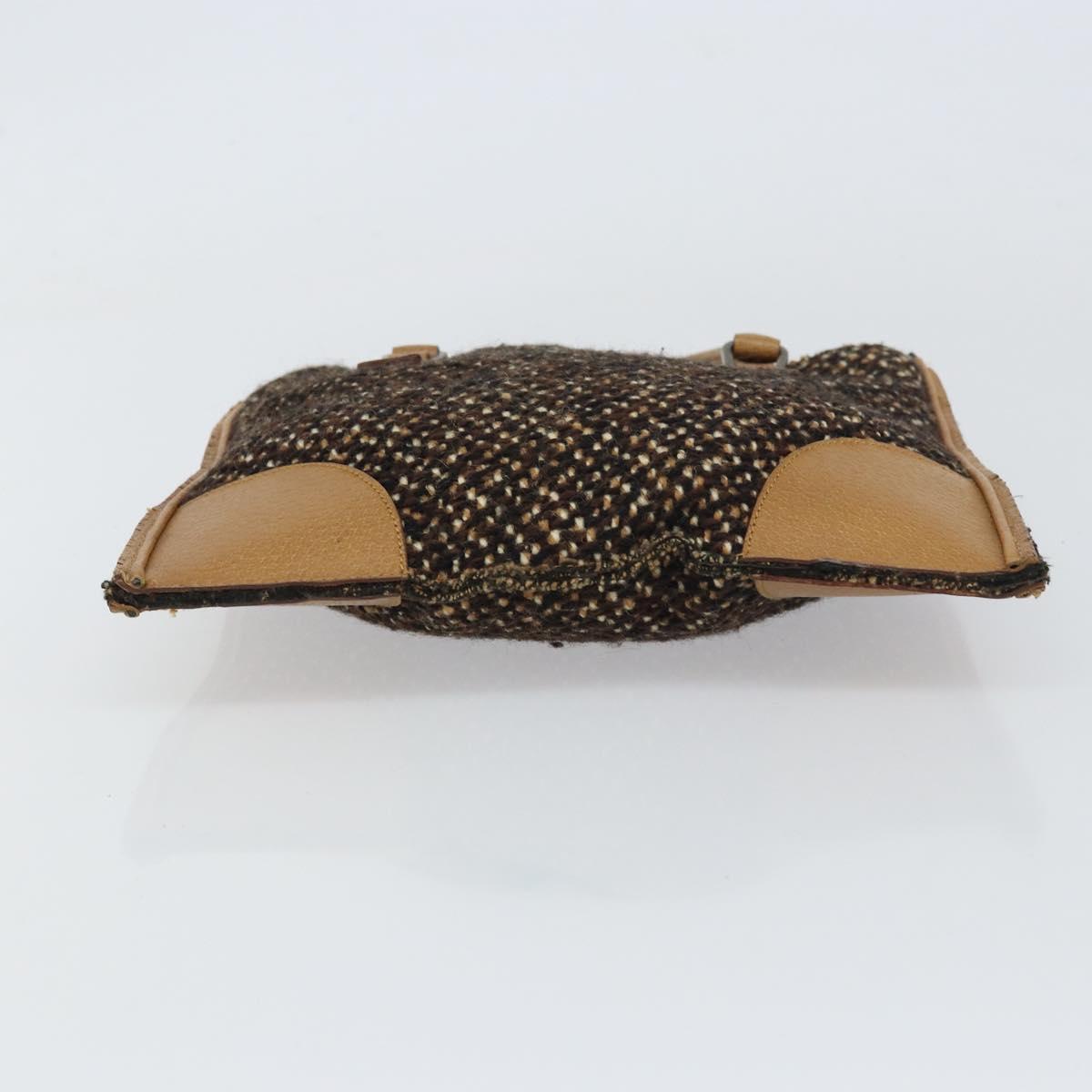 PRADA Hand Bag Cotton Brown Silver Auth BA9135A