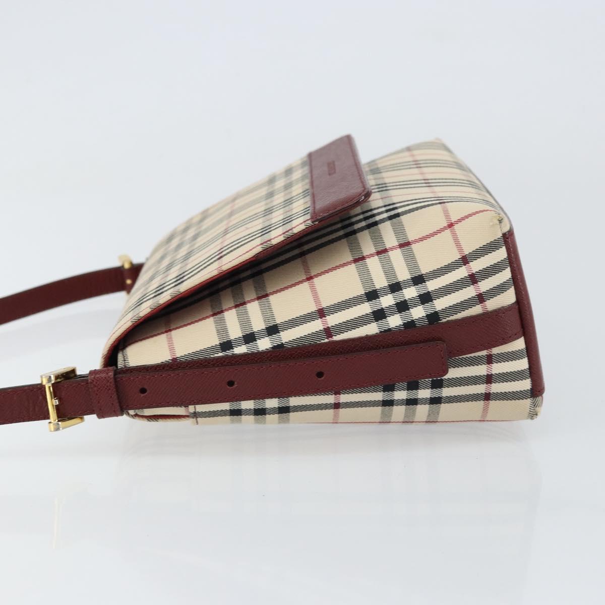 BURBERRY Nova Check Shoulder Bag Canvas Beige Gold Auth BA9136