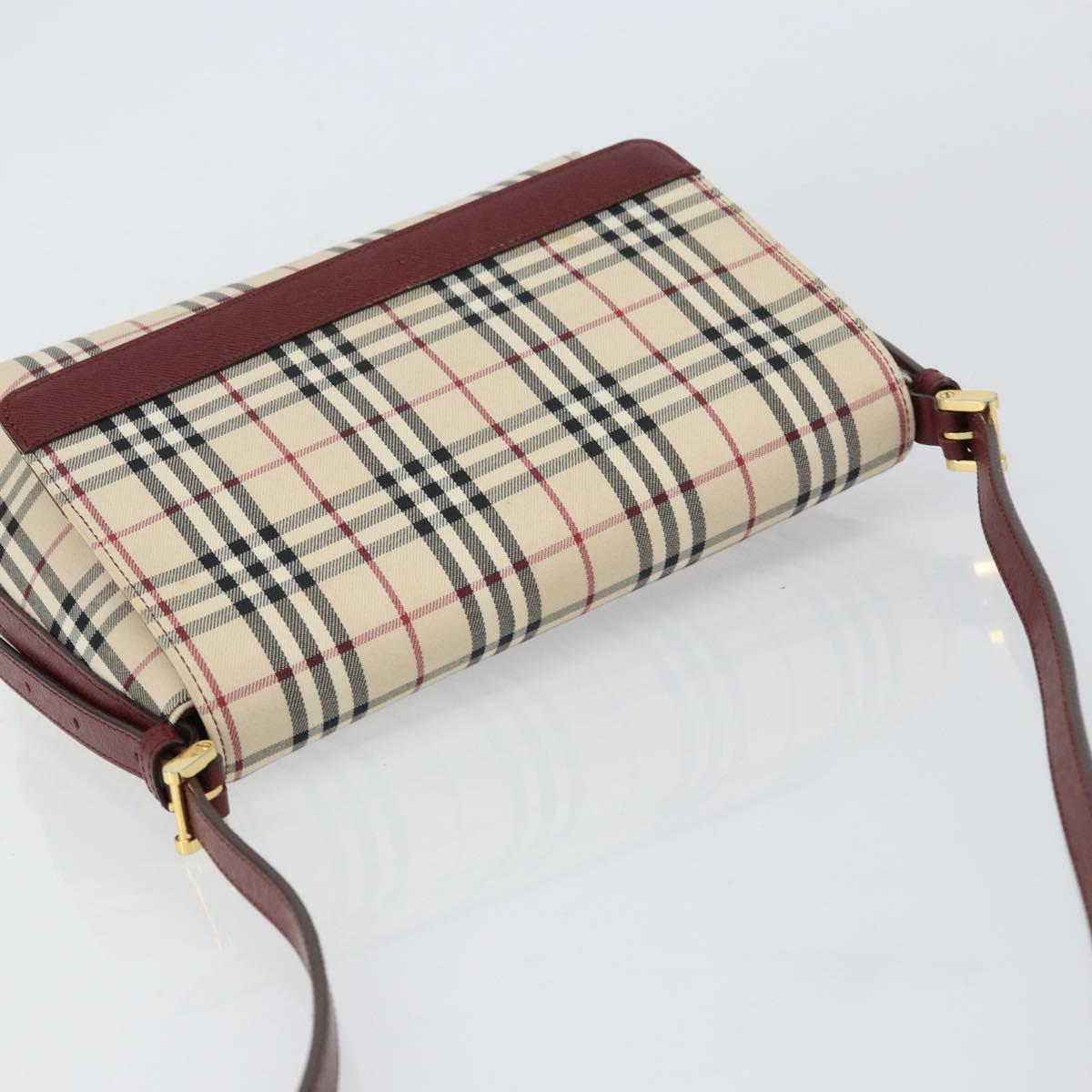 BURBERRY Nova Check Shoulder Bag Canvas Beige Gold Auth BA9136