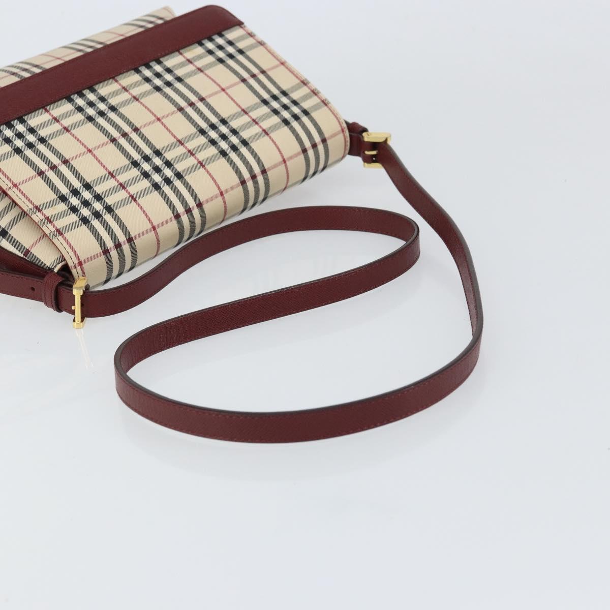 BURBERRY Nova Check Shoulder Bag Canvas Beige Gold Auth BA9136