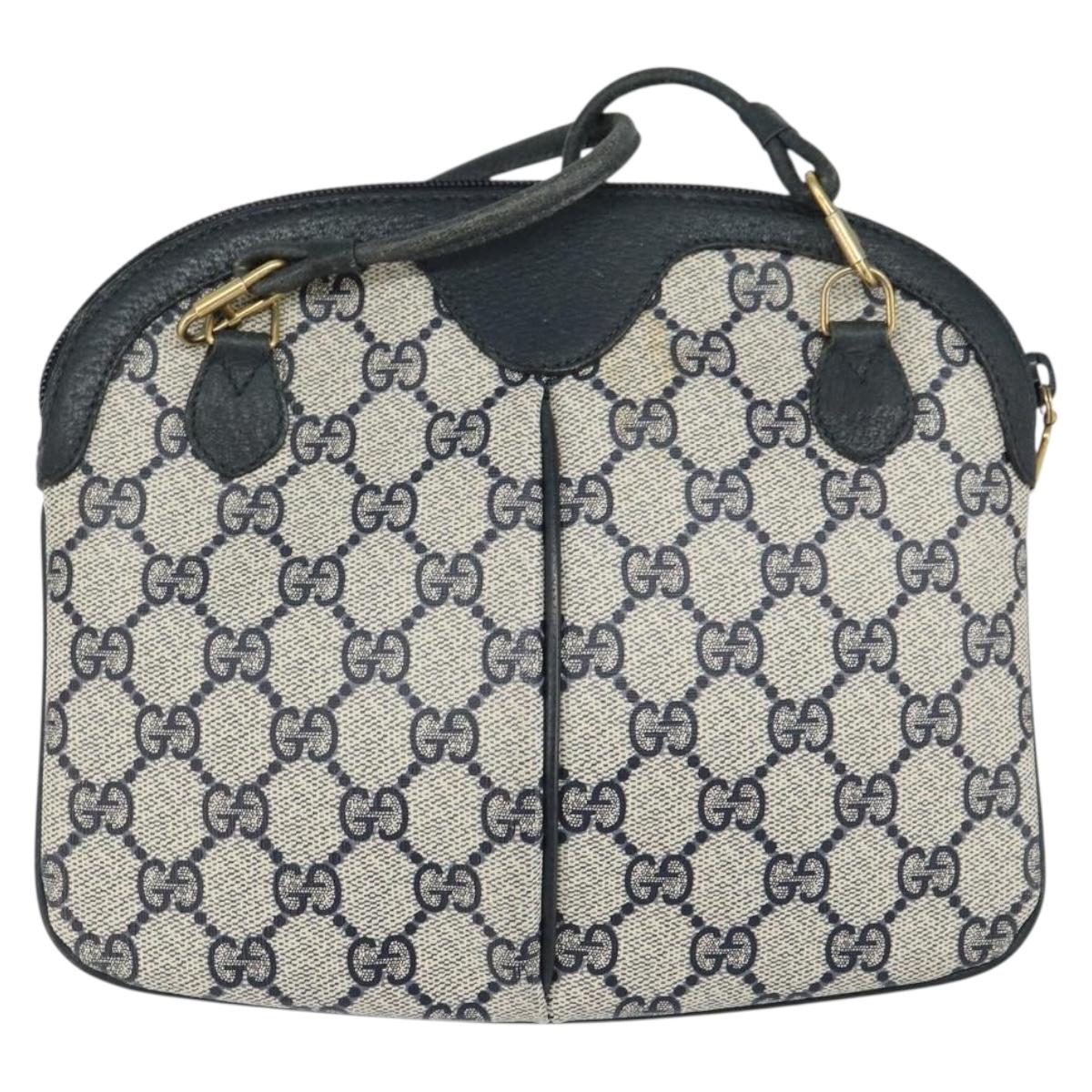 GUCCI GG Supreme Sherry Line Shoulder Bag PVC Navy Gold 904 02 047 Auth BA9137