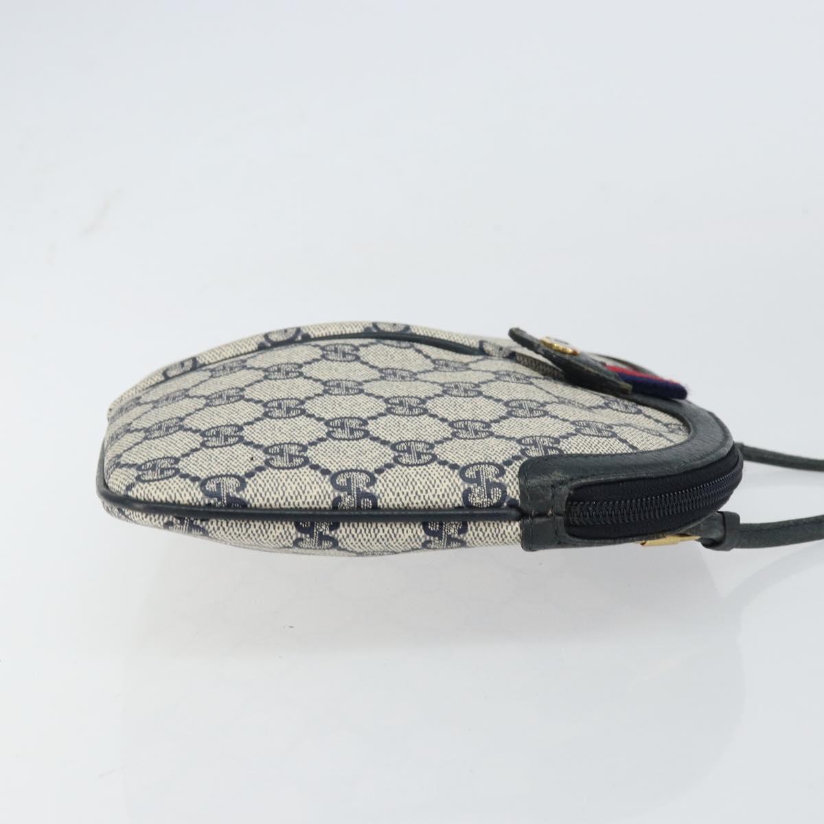 GUCCI GG Supreme Sherry Line Shoulder Bag PVC Navy Gold 904 02 047 Auth BA9137