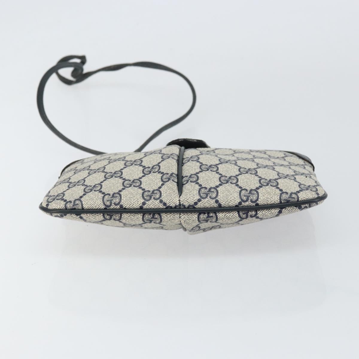 GUCCI GG Supreme Sherry Line Shoulder Bag PVC Navy Gold 904 02 047 Auth BA9137