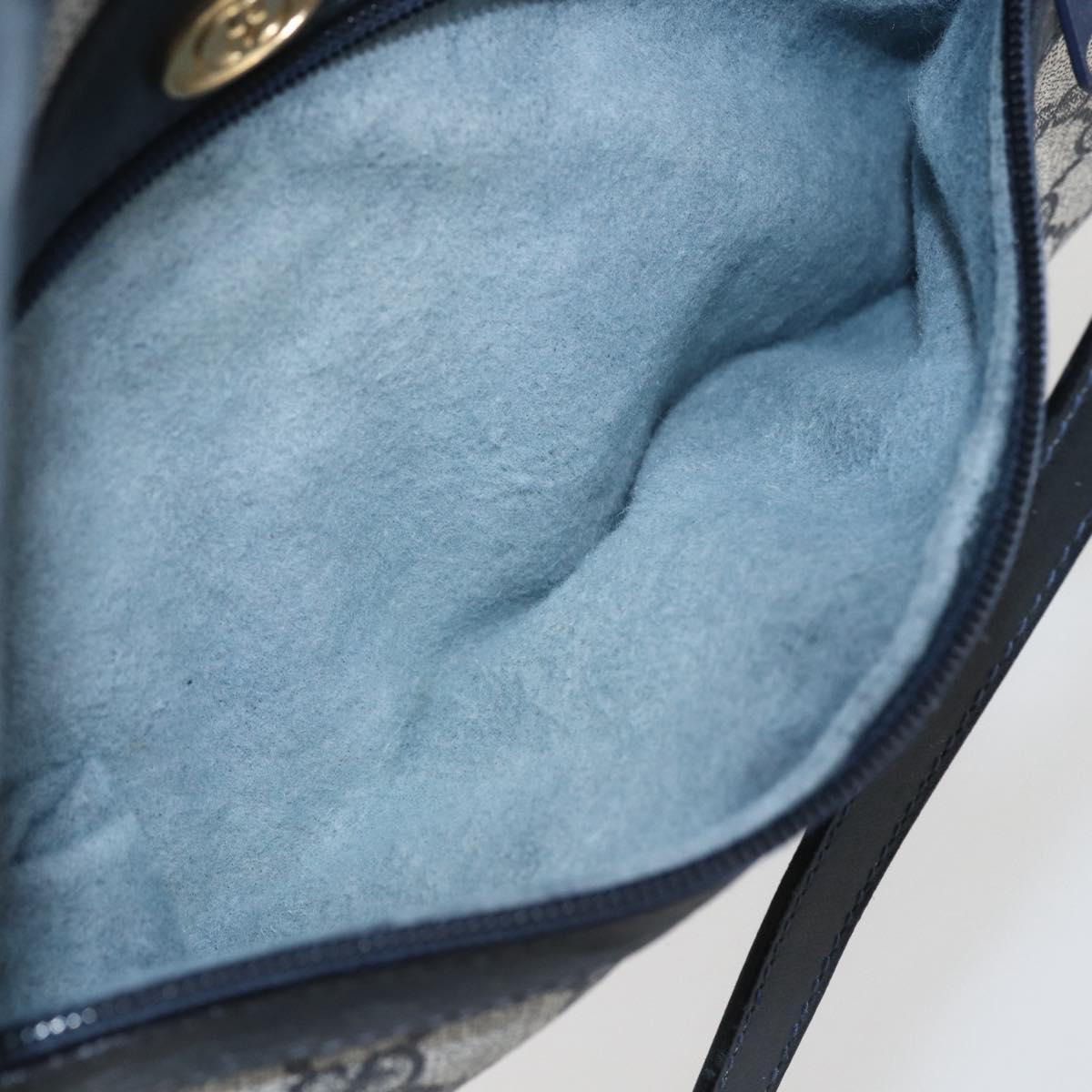 GUCCI GG Supreme Sherry Line Shoulder Bag PVC Navy Gold 42 01 4071 Auth BA9140