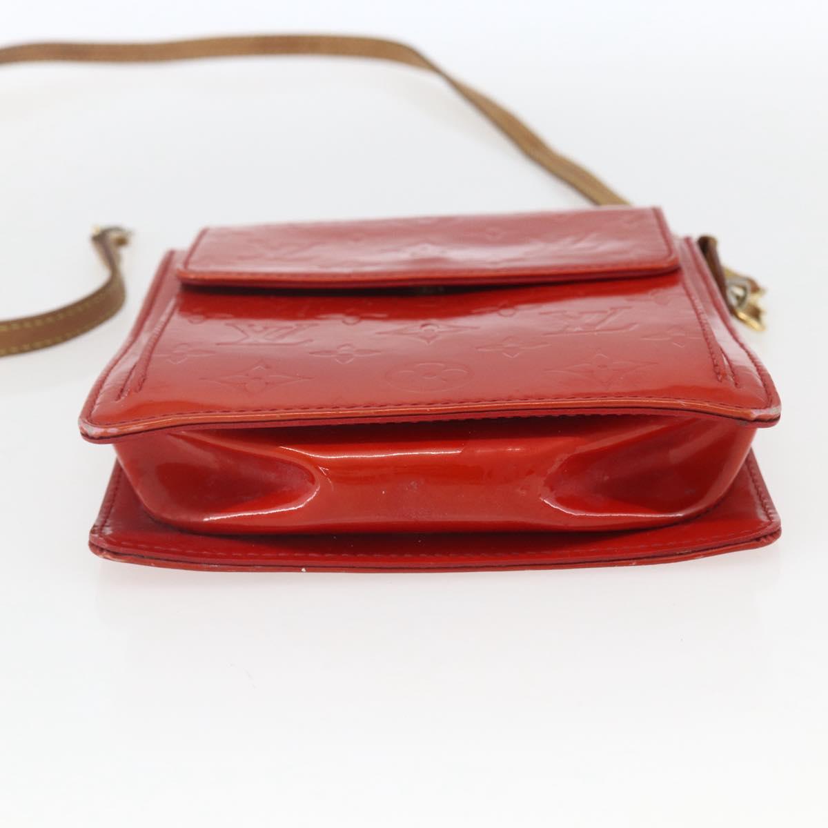 LOUIS VUITTON Monogram Vernis Motto Accessory Pouch Red M91137 LV Auth BA9148