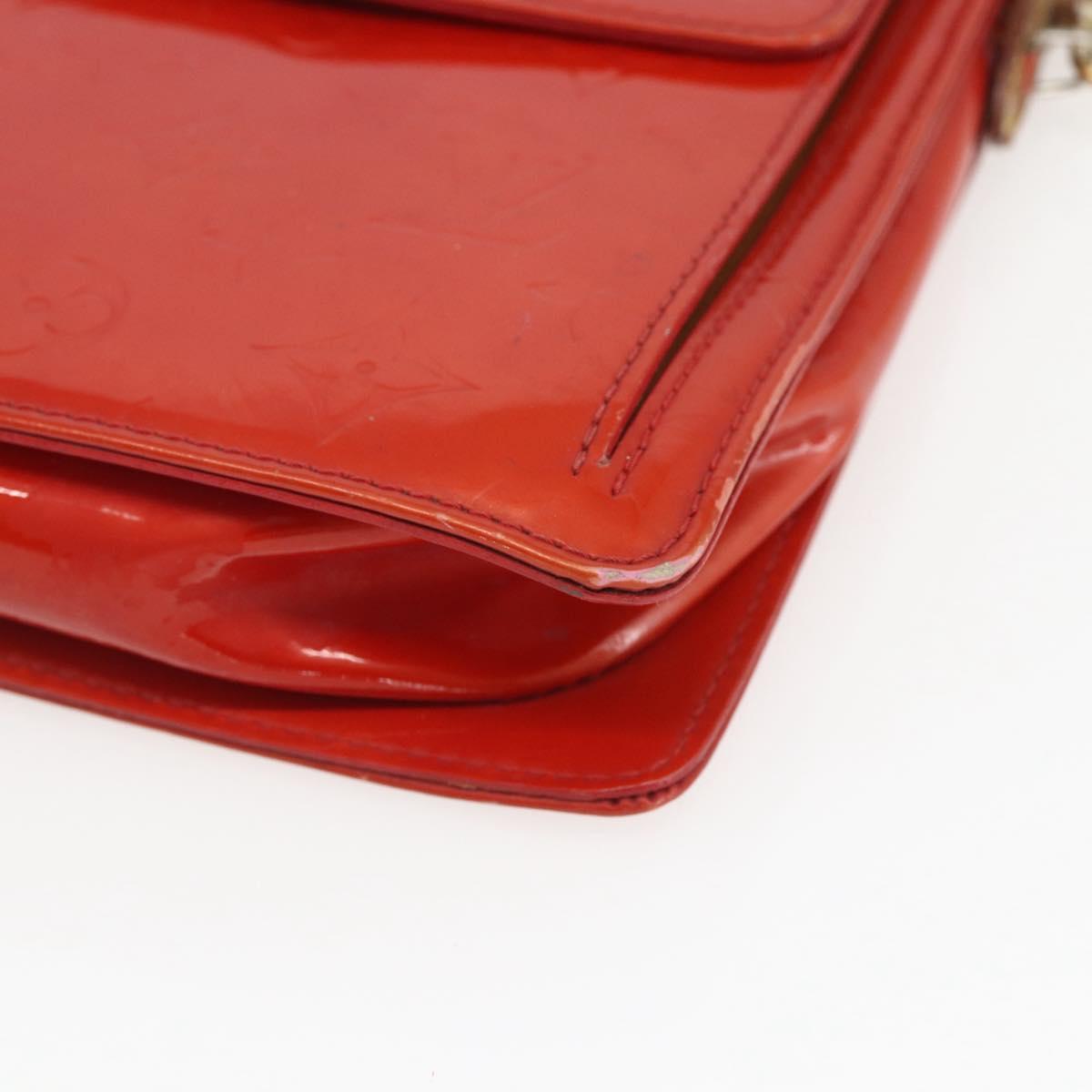 LOUIS VUITTON Monogram Vernis Motto Accessory Pouch Red M91137 LV Auth BA9148