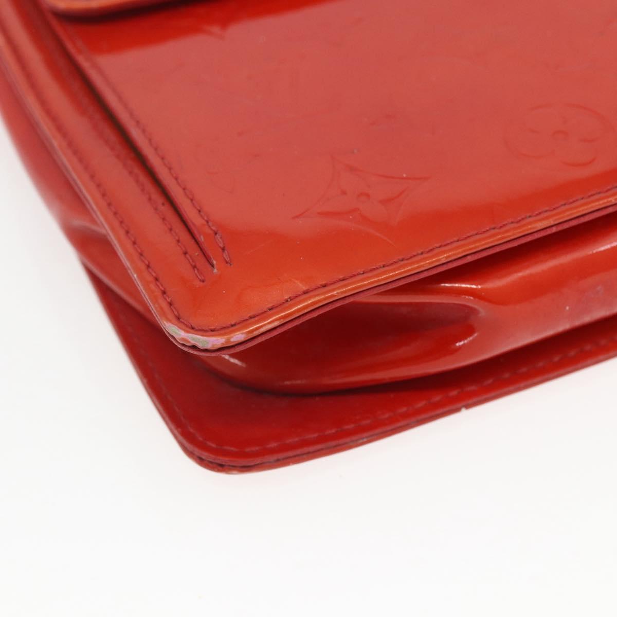 LOUIS VUITTON Monogram Vernis Motto Accessory Pouch Red M91137 LV Auth BA9148