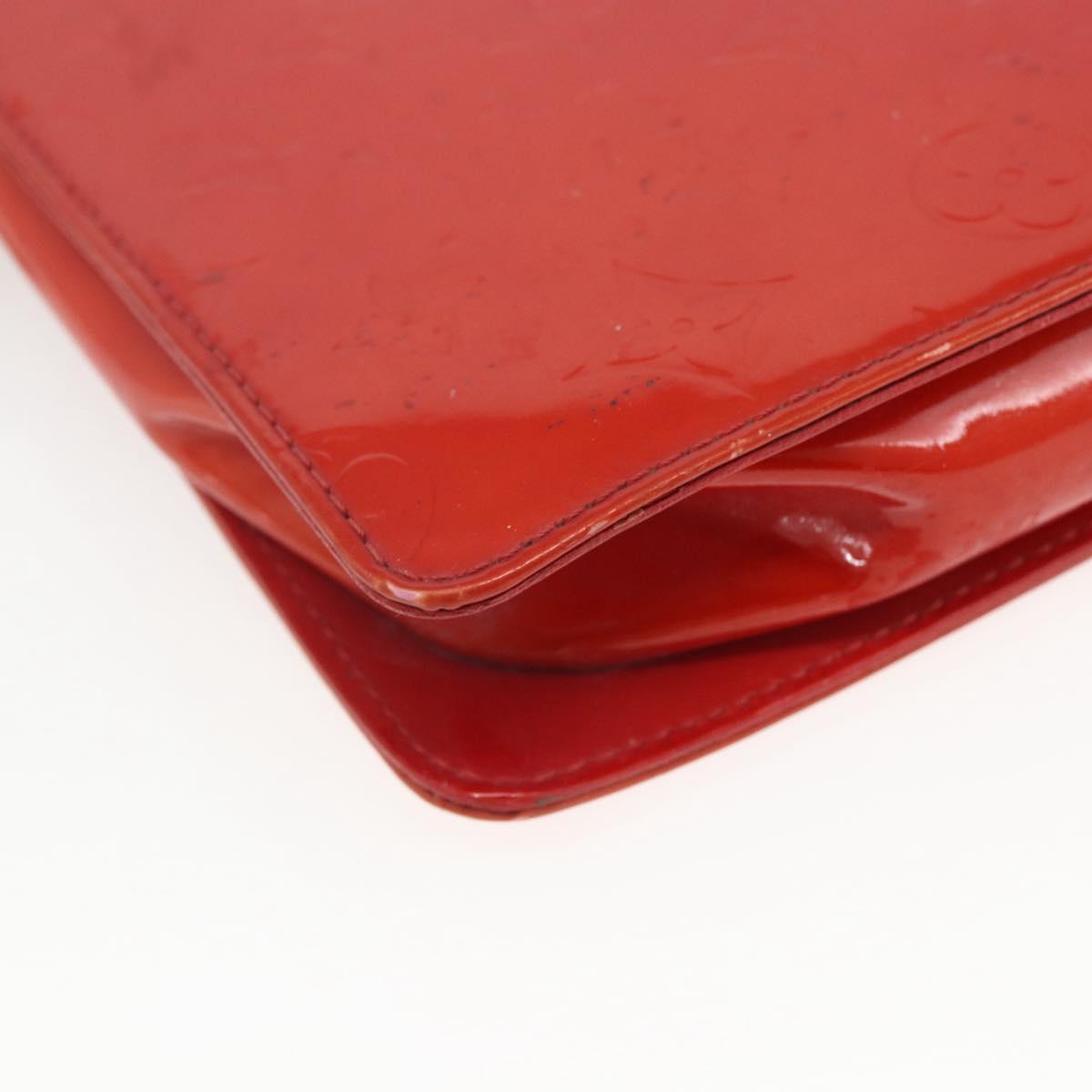LOUIS VUITTON Monogram Vernis Motto Accessory Pouch Red M91137 LV Auth BA9148