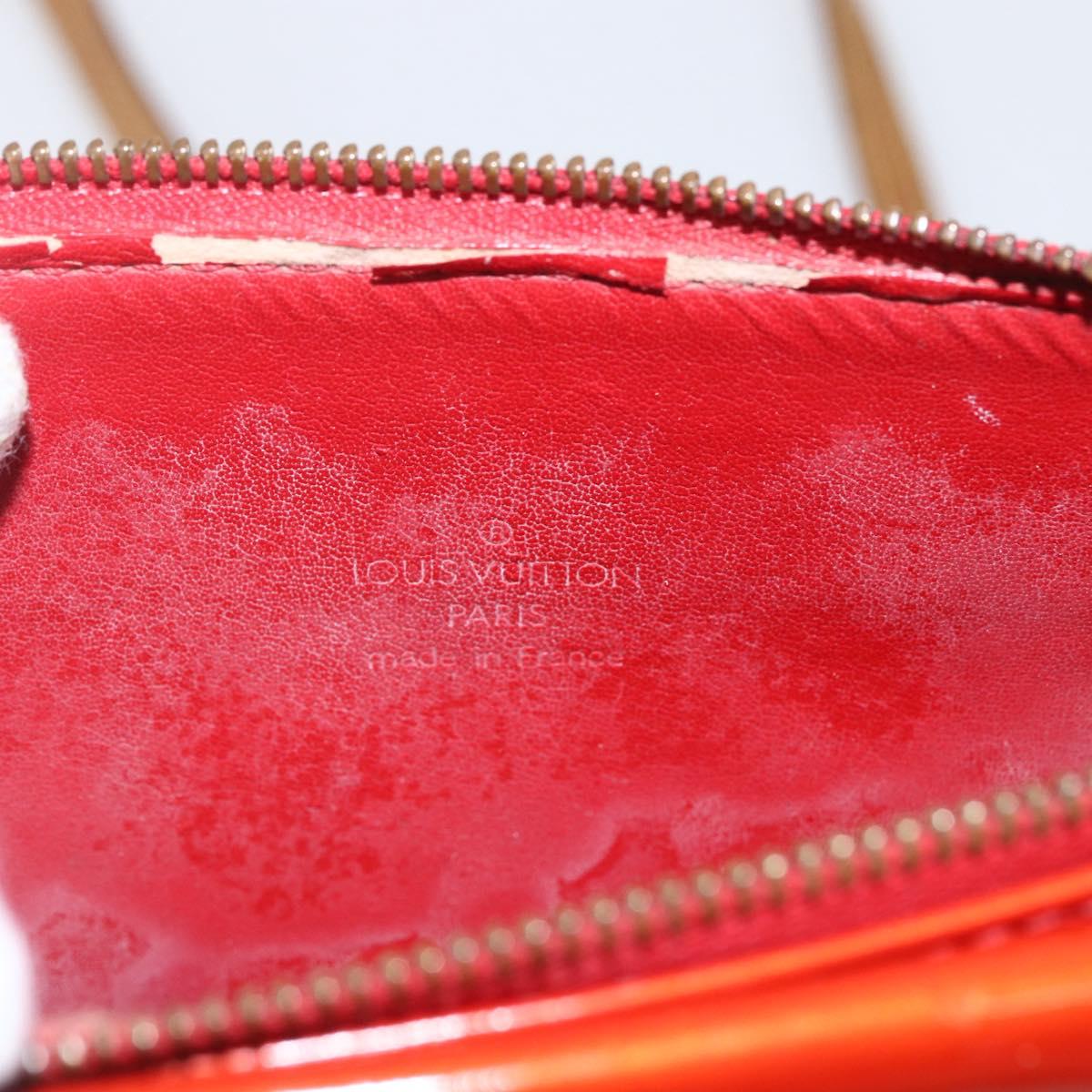 LOUIS VUITTON Monogram Vernis Motto Accessory Pouch Red M91137 LV Auth BA9148