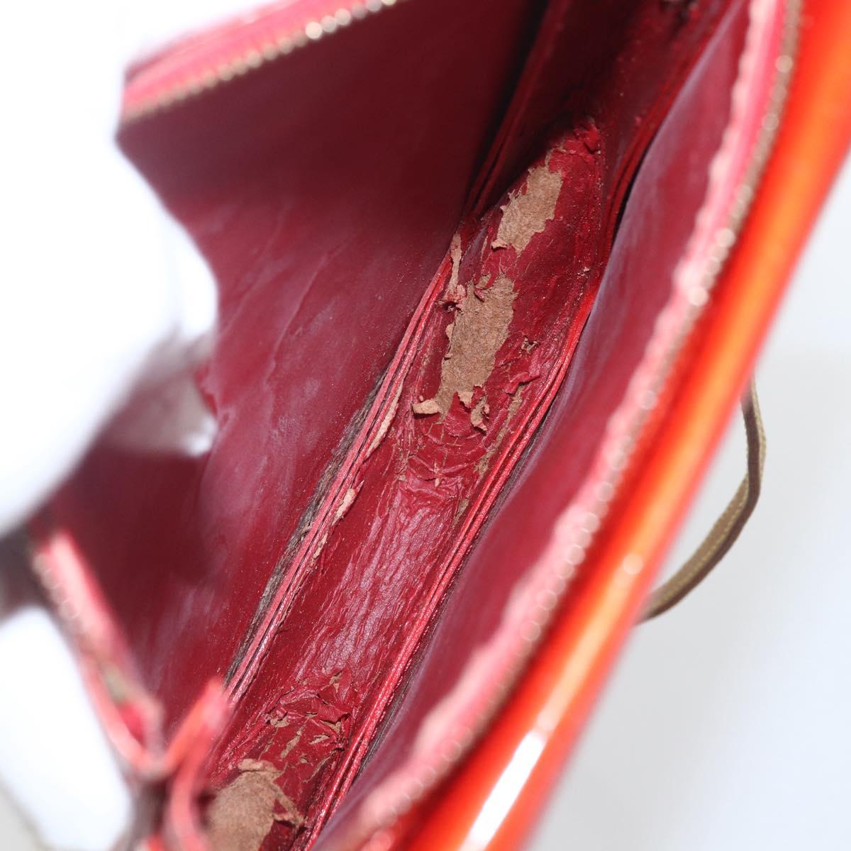 LOUIS VUITTON Monogram Vernis Motto Accessory Pouch Red M91137 LV Auth BA9148