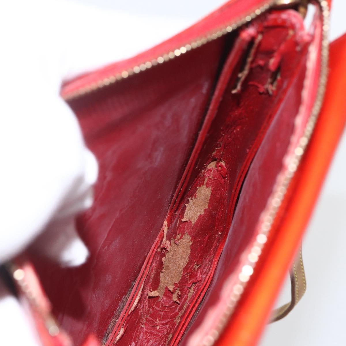 LOUIS VUITTON Monogram Vernis Motto Accessory Pouch Red M91137 LV Auth BA9148