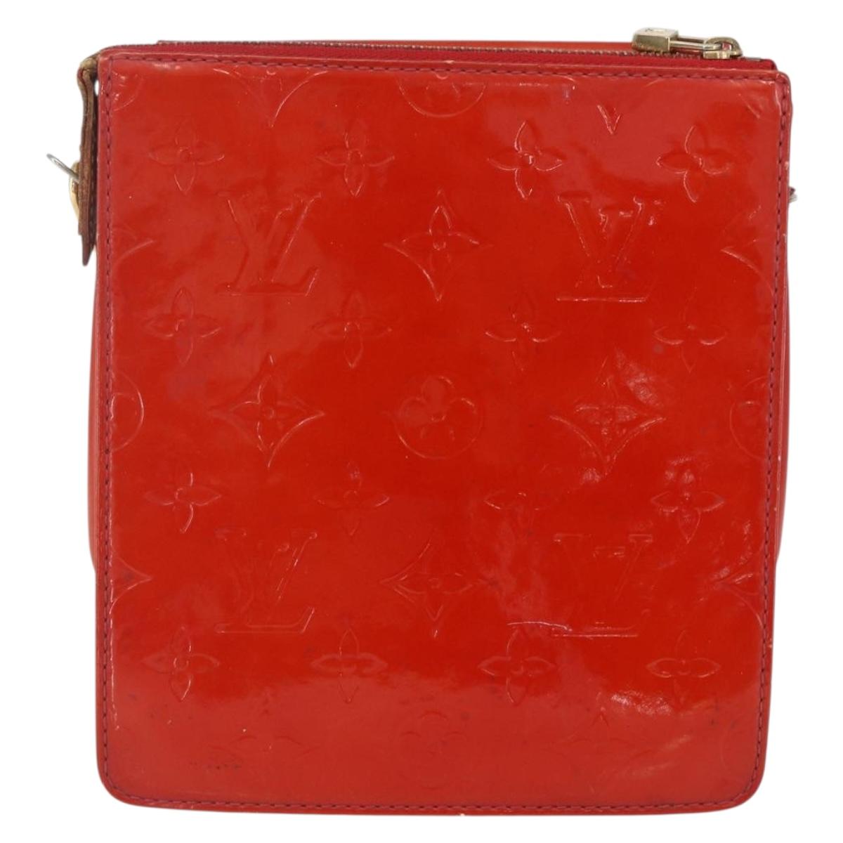 LOUIS VUITTON Monogram Vernis Motto Accessory Pouch Red M91137 LV Auth BA9148