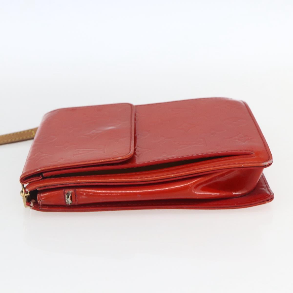 LOUIS VUITTON Monogram Vernis Motto Accessory Pouch Red M91137 LV Auth BA9148