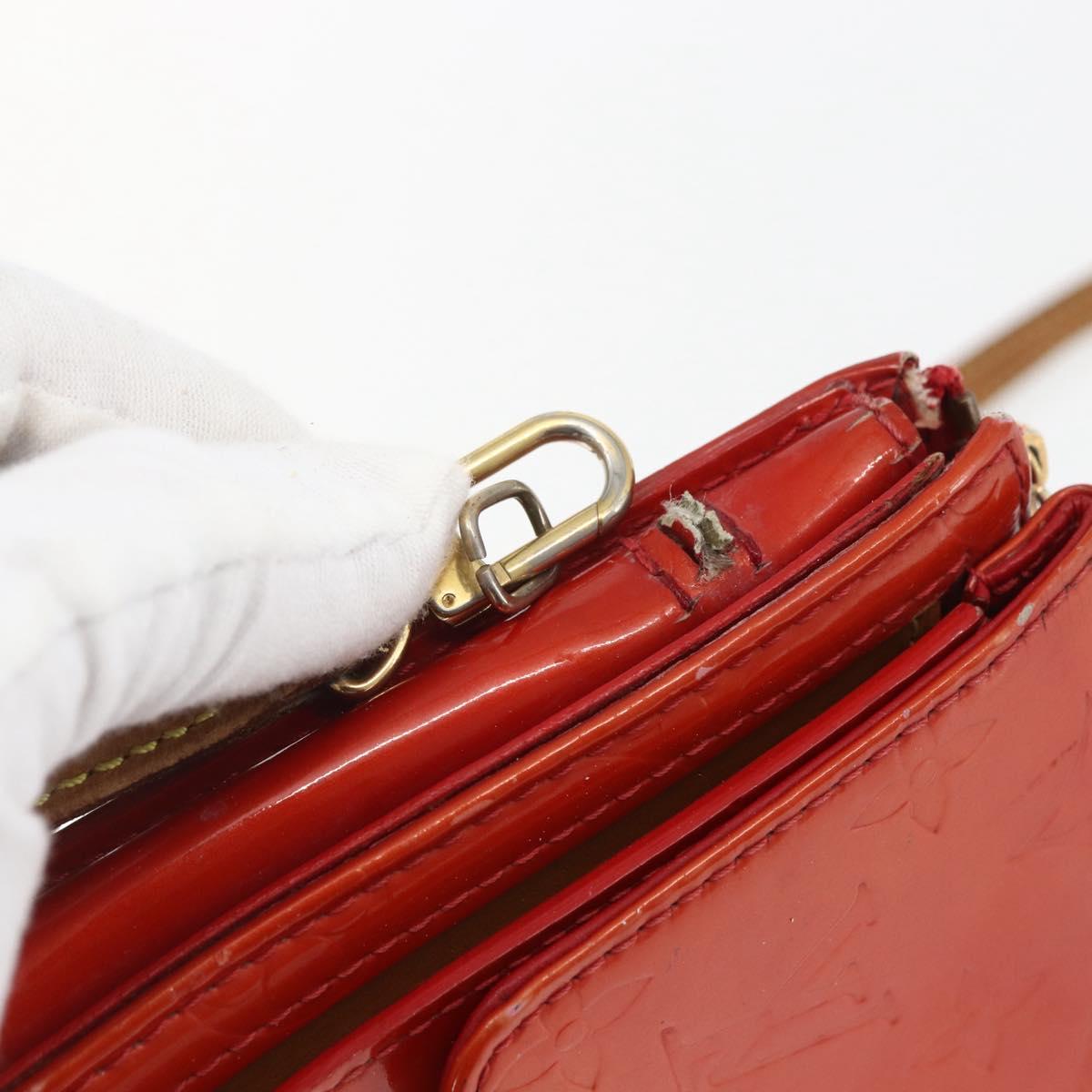 LOUIS VUITTON Monogram Vernis Motto Accessory Pouch Red M91137 LV Auth BA9148