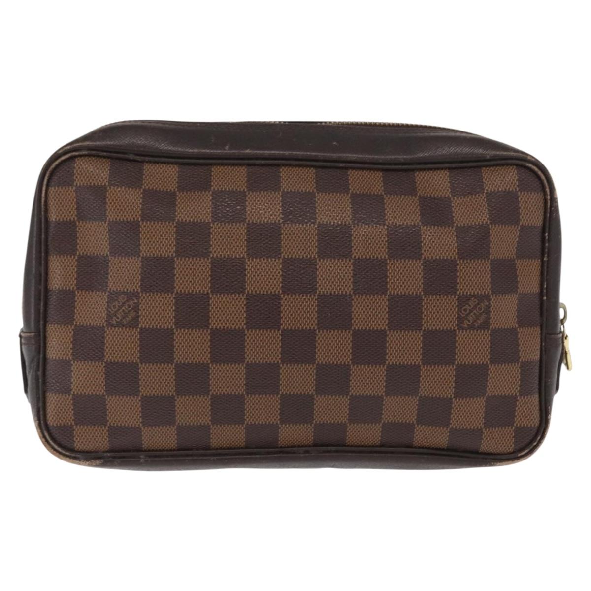 LOUIS VUITTON Damier Ebene Trousse Toilette 25 Clutch Bag N47624 LV Auth BA9155