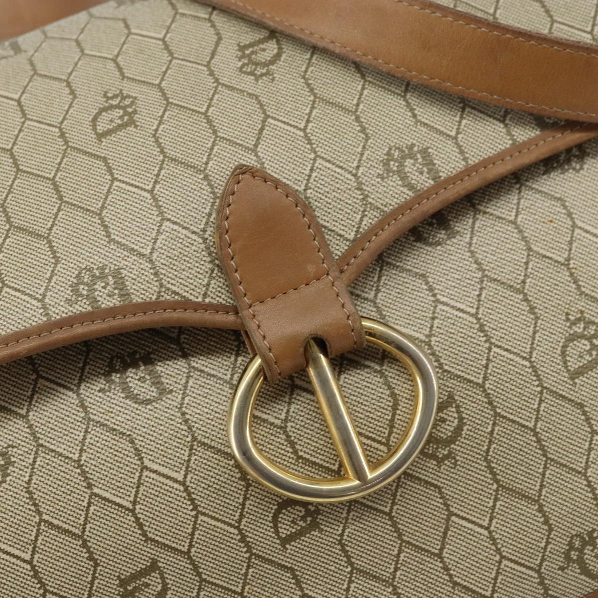 Christian Dior Honeycomb Canvas Shoulder Bag PVC Beige Gold Auth BA9156
