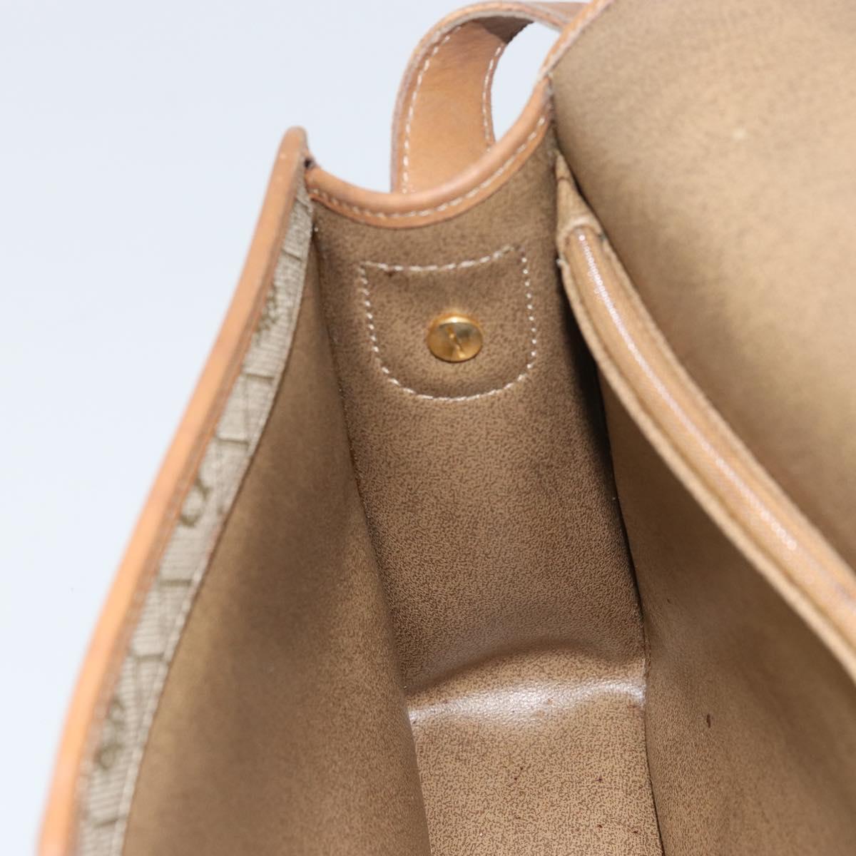 Christian Dior Honeycomb Canvas Shoulder Bag PVC Beige Gold Auth BA9156