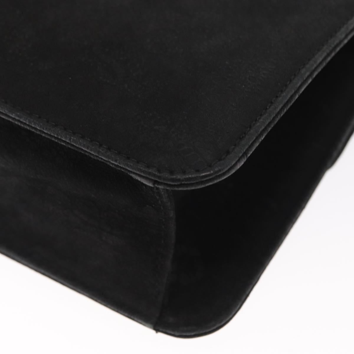 Chloe Chain Shoulder Bag Suede Black Gold Auth BA9157