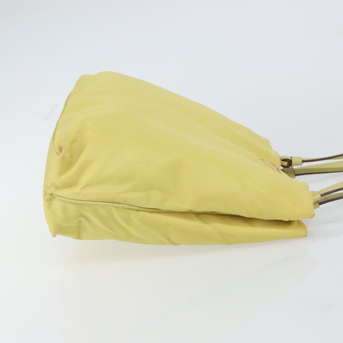 PRADA Hand Bag Nylon Yellow Gold Auth BA9158