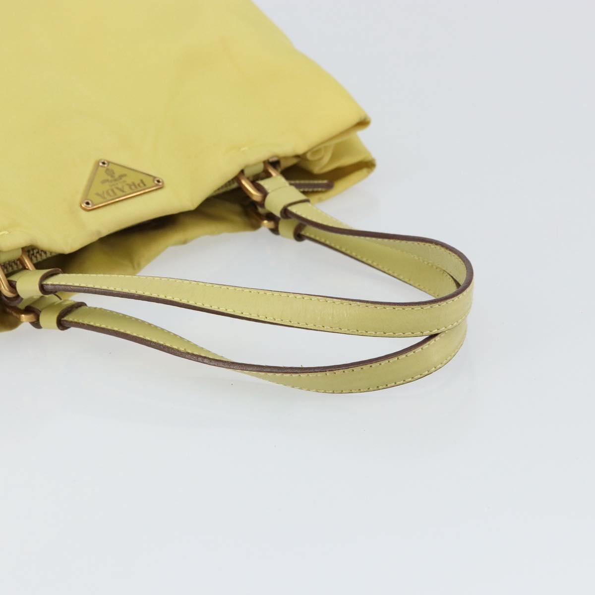 PRADA Hand Bag Nylon Yellow Gold Auth BA9158