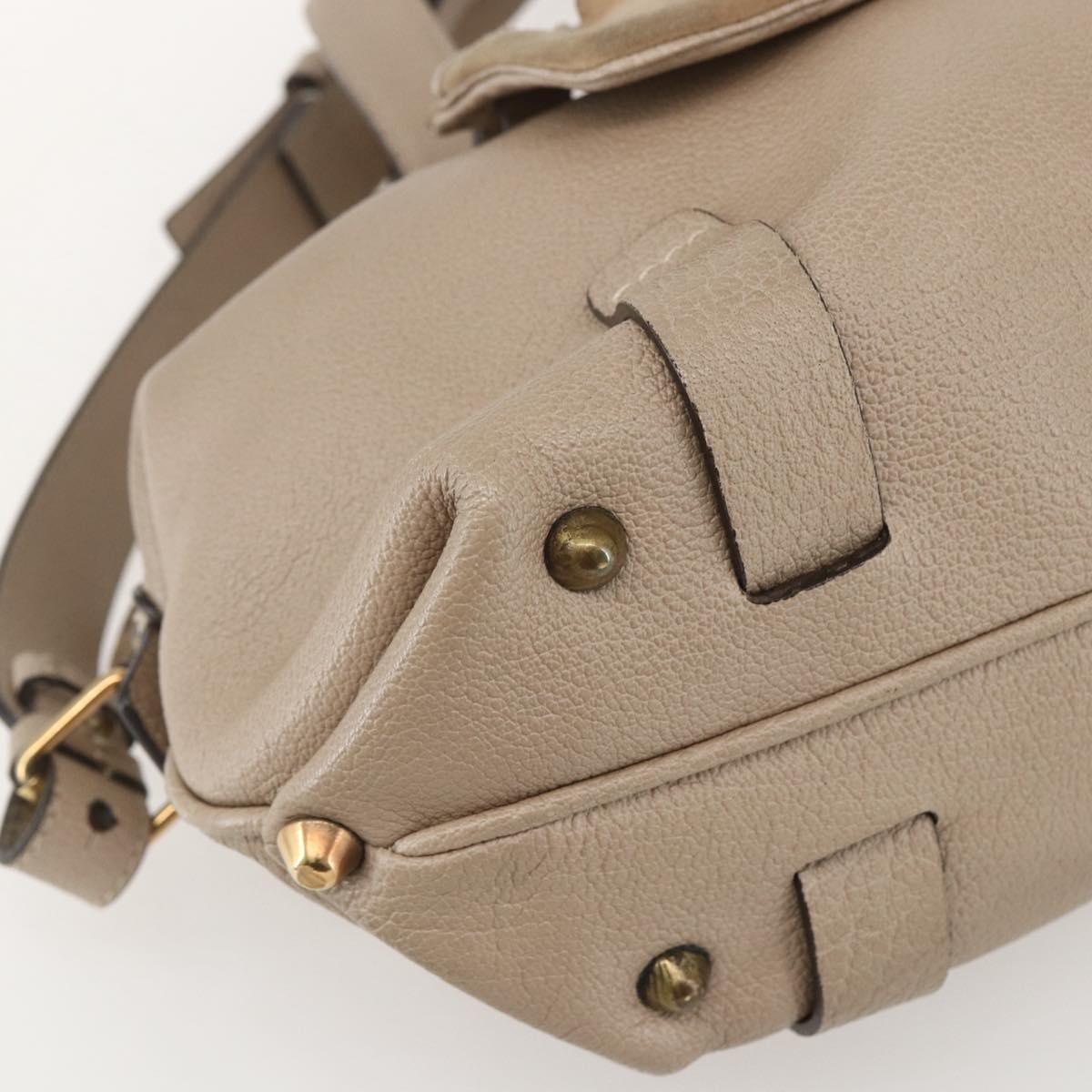 Chloe Elsie Hand Bag Leather 2way Beige Gold Auth BA9166