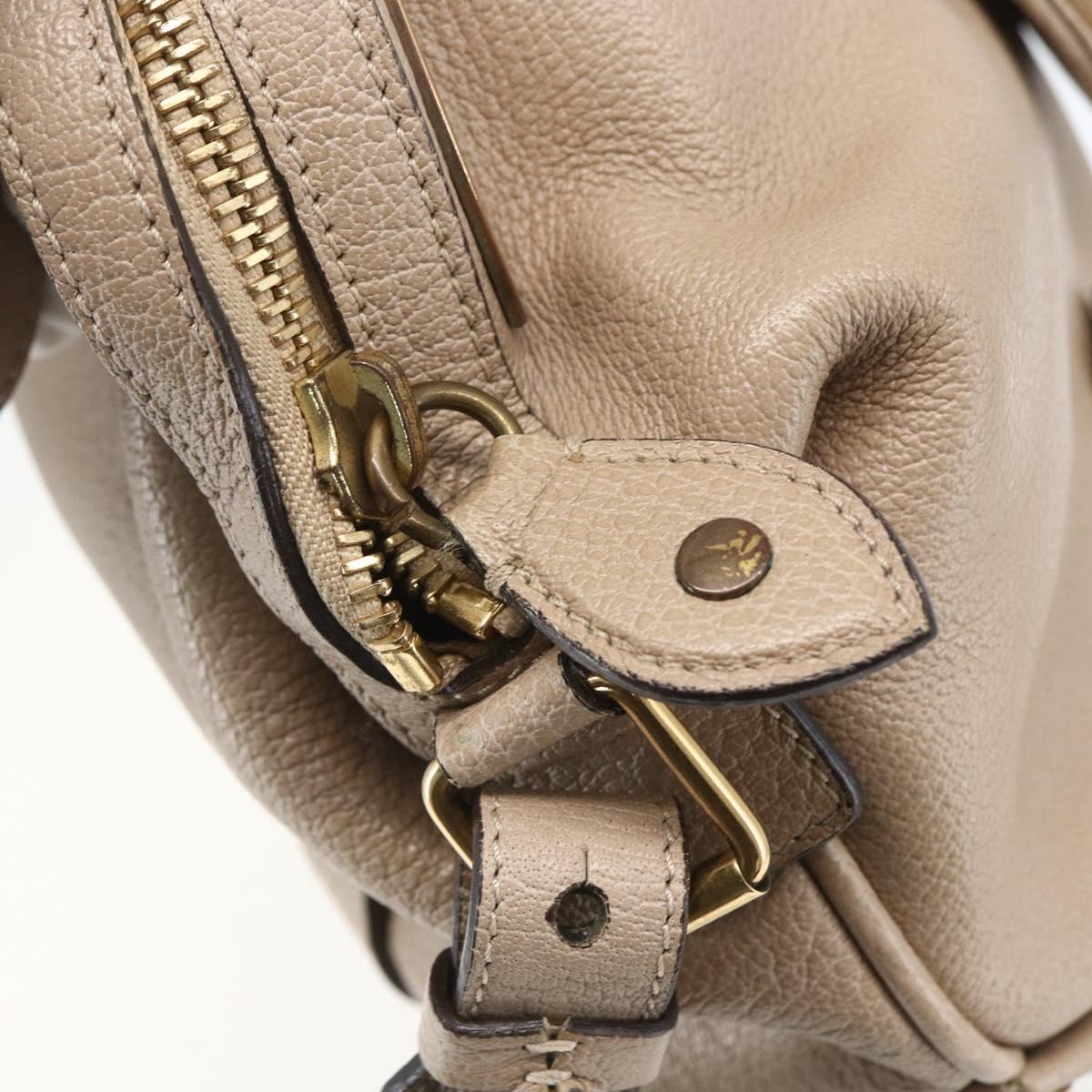 Chloe Elsie Hand Bag Leather 2way Beige Gold Auth BA9166