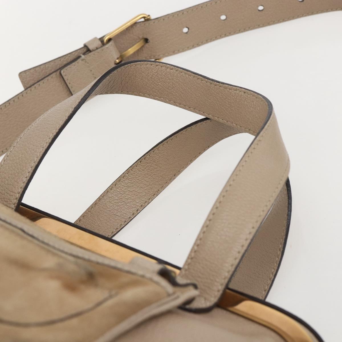 Chloe Elsie Hand Bag Leather 2way Beige Gold Auth BA9166