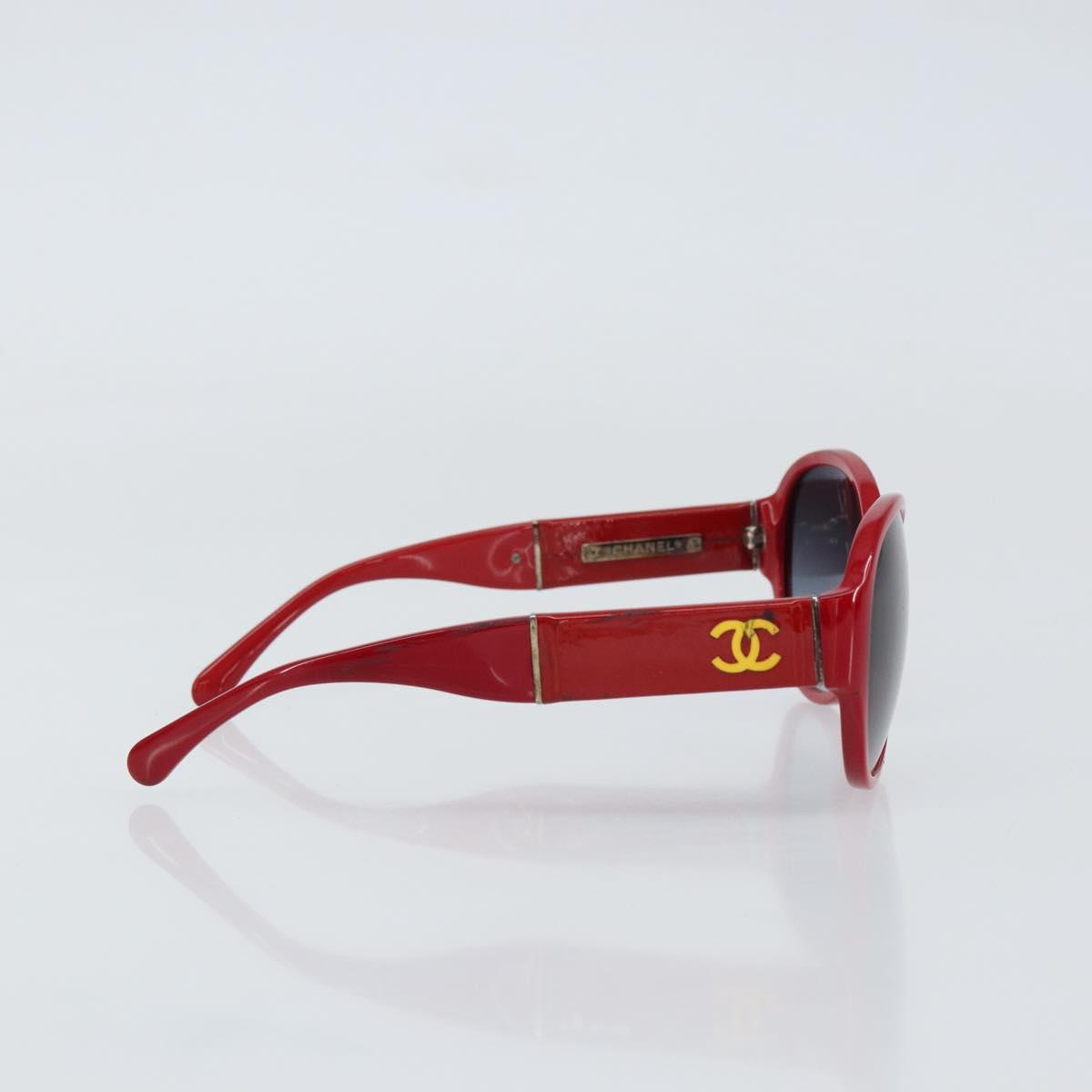 CHANEL Sunglasses plastic Red CC Auth BA9167