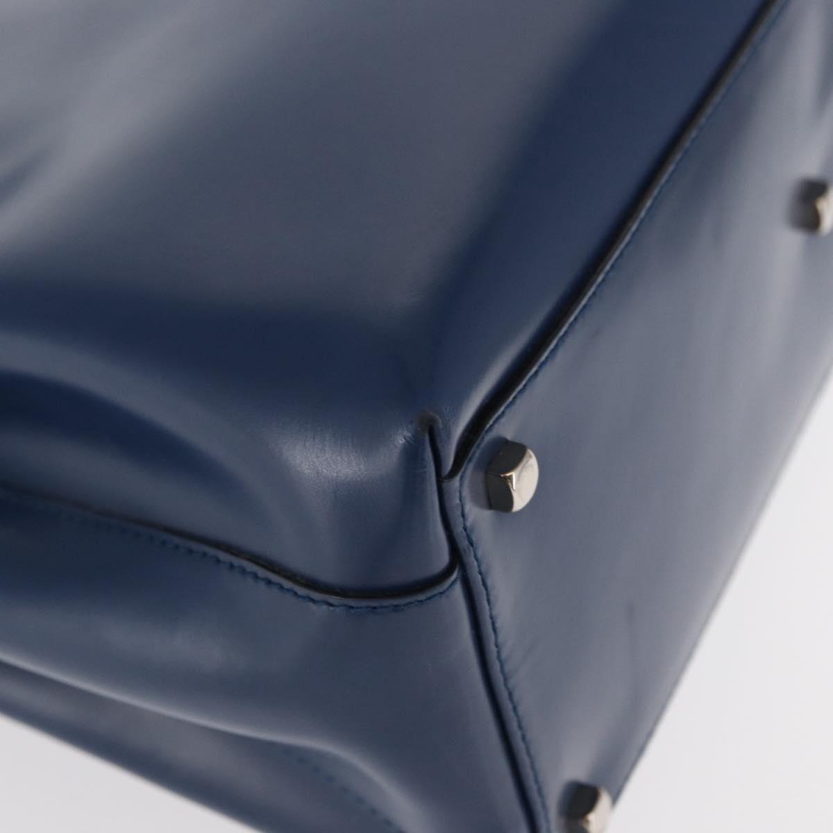 Salvatore Ferragamo Gancini Hand Bag Leather Light Blue Gold Auth BA9168