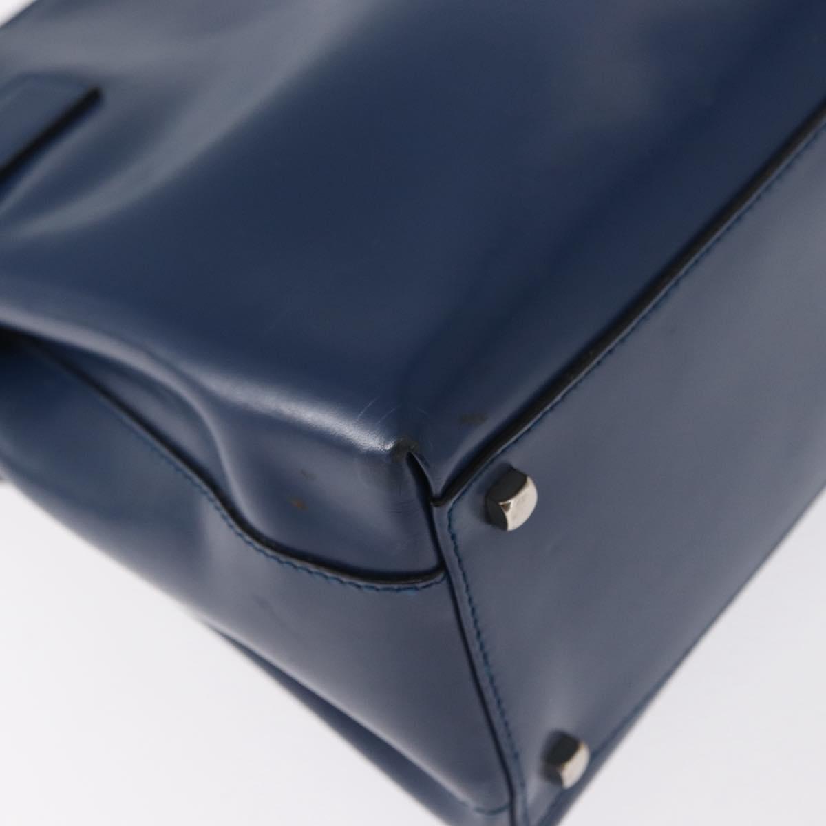 Salvatore Ferragamo Gancini Hand Bag Leather Light Blue Gold Auth BA9168